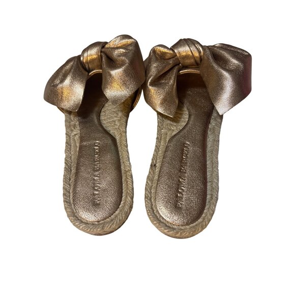 Paloma Barcelo Metallic Bronze Espadrille Slides With Bow Detail Womens Size 8.5 - Picture 4 of 7
